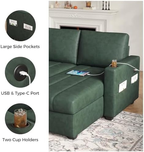 COPIAE 89 inch L-Shaped Sectional Sofa Sleeper - Image 6