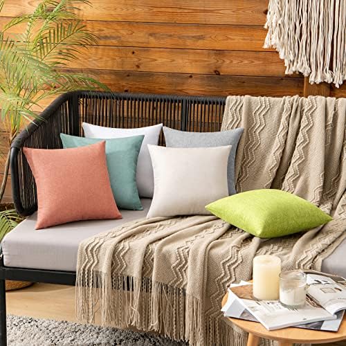 MIULEE Decorative Outdoor Pillow Covers Waterproof 12x12 Beige - Image 2