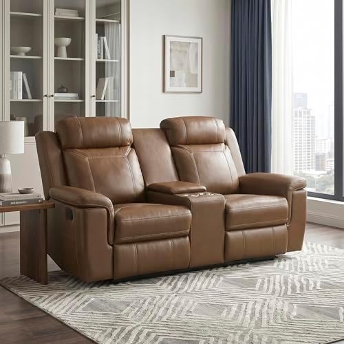 Lexicon Top Grain Leather Match Manual Double Reclining Loveseat by Lexicon