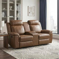Lexicon Top Grain Leather Match Manual Double Reclining Loveseat by Lexicon