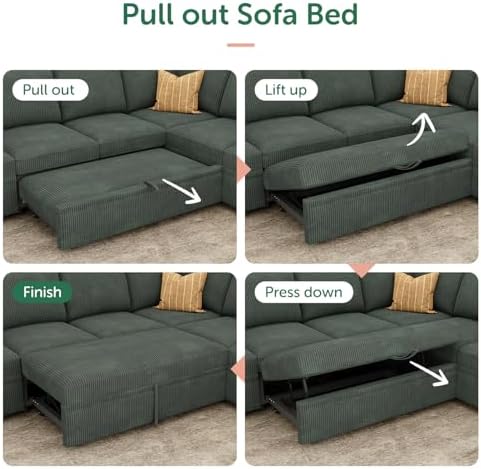 HONBAY 111'' Modular Sectional Sleeper Sofa - Image 6