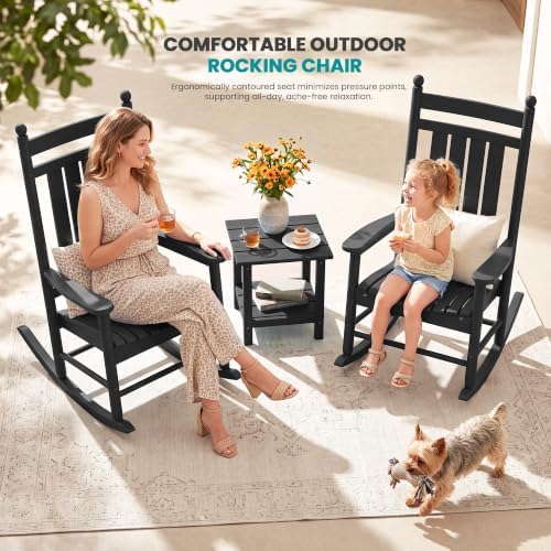 SERWALL Comfortable Outdoor Rocking Chairs Set of 3 - Image 3