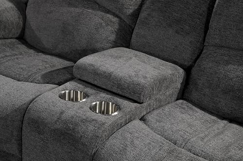 Betsy Furniture Soft Microfiber Reclining Sofa Set, Drop Down Table, Cupholder - Image 6