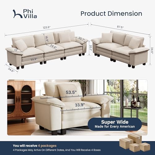 PHI VILLA 2-Piece Modular Loveseat Couch & 3-Seat Sectional Sofa Set - Image 3