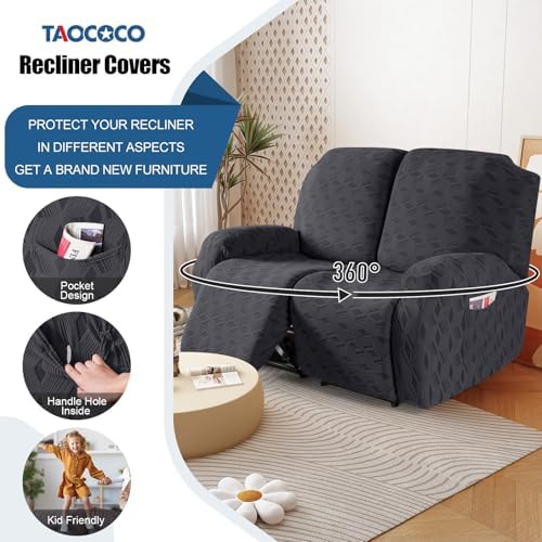 TAOCOCO Recliner Loveseat Cover, Stretch Jacquard Reclining Loveseat Cover - Image 4