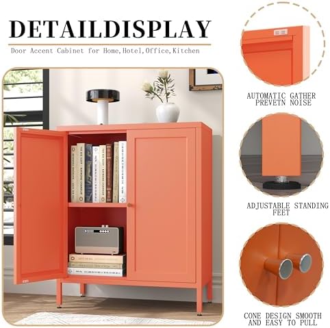 Small 2 Door Metal Storage Side Buffet Cabinet - Image 5