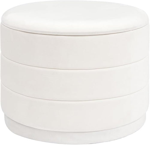 23" Upholstered Round Velvet Ottoman by CAIPINFUL