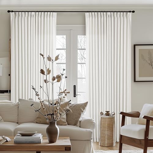 Beige White Pinch Pleated Extra Wide Curtain Panels 84 Inches Long 100 Wide - Image 2