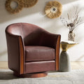 HULALA HOME Genuine Leather Swivel Accent Chair by HULALAHOME