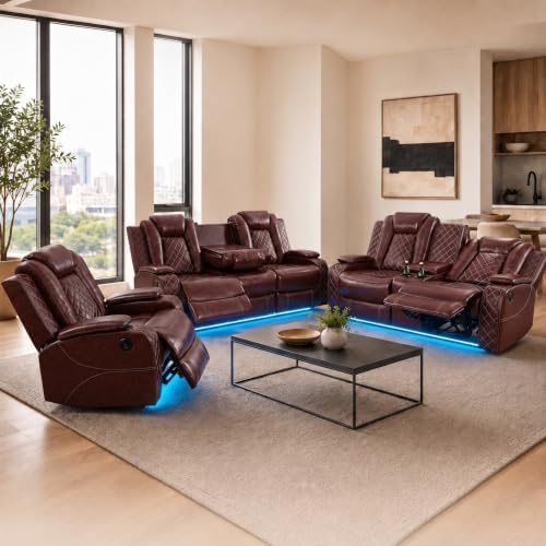 Power Reclining Leather Sofa Set – 3-Piece Home Theater Seating - Image 7