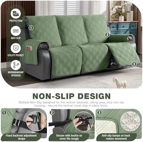 TAOCOCO 100% Waterproof Recliner Sofa Cover, Non Slip Split Couch Covers - Image 5