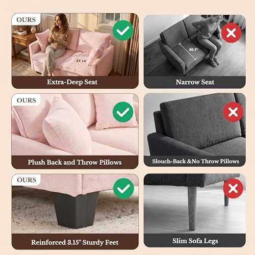 KYJ Loveseat Sofa, Cloud Love Seat Couch 3 Layer Cushion - Image 5
