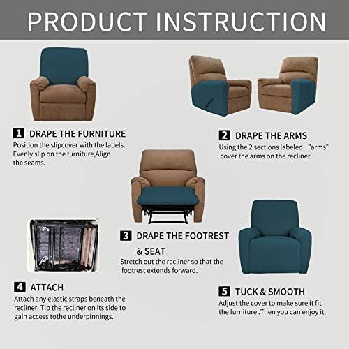 Easy-Going Stretch Recliner Chair Sofa Slipcover Washable Deep Teal - Image 4