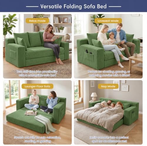 3 Seater Boneless Couch for Living Room, Convertible Sofa Bed - Image 5