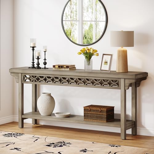Tribesigns 70.8-Inch Solid Wood Long Console Table, Farmhouse Entryway Table - Image 3
