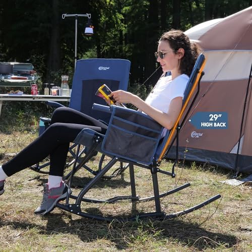 Portal Oversized Folding Rocking Camping Chair Portable Outdoor 400 lb Blue - Image 2