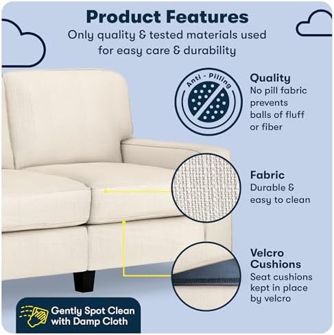 Serta Palisades 61" Track Arm Sofa, Easy Care Polyester, Soft Pillow Back - Image 3
