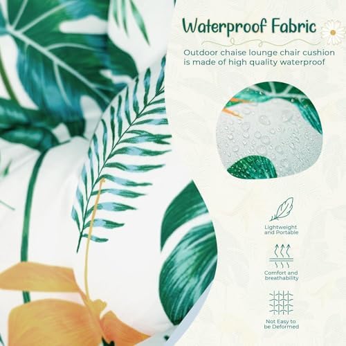 Outdoor Lounge Chair Cushions Set of 4 Waterproof 75.1 x 22.8 x 4.7" 8# - Image 4