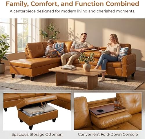 Faux Leather Sectional Couches for Living Room - Image 6