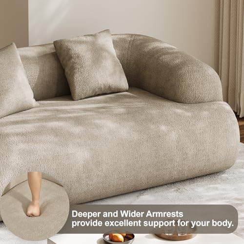 75" Boneless Cloud Loveseat, Modern Cute Curved Chenille Sofa, 2 Seater - Image 6