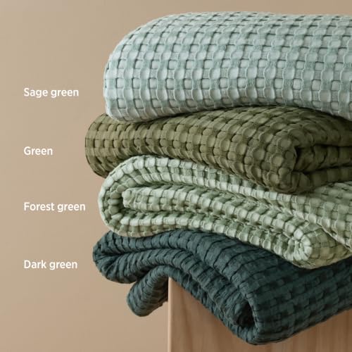 Bedsure Cooling Waffle Blanket for Hot Sleeper, Mint Green - Image 7