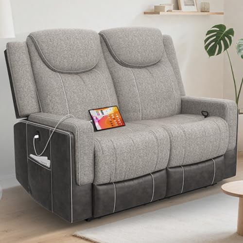 Dresegmt Manual Loveseat Recliner Sofa, Split Back, Wall Hugger RV Furniture by Dresegmt