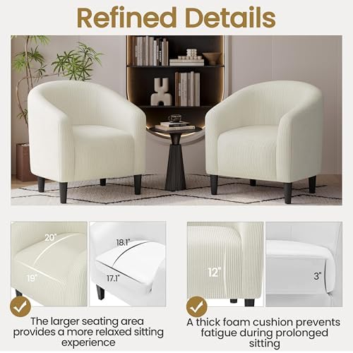 Yaheetech Compact Corduroy Accent Chairs Set of 2 - Image 6