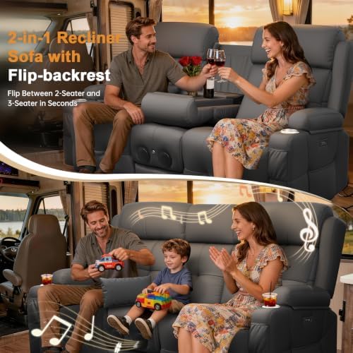 Home Theater Seating, Power Loveseat Recliner Sofa - Image 4