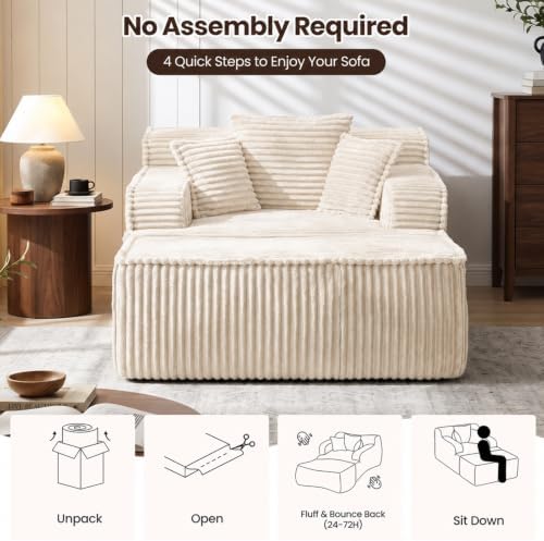 Corduroy Chaise Lounge Chair - Image 7