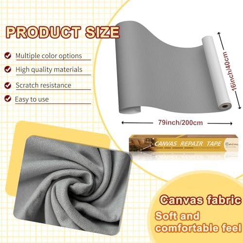 Canvas Repair Tape 16x79 inch, Self Adhesive Fabric Patches, Couch Repair Patch - Image 2
