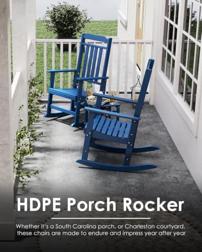 GREENVINES Outdoor Rocking Chairs Set, 2 Rockers w/ 1 Side Table - Image 4