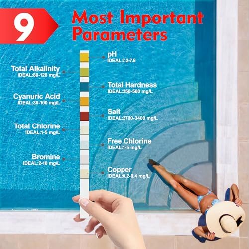 Pool Salt Test Strips, Hot Tub Spa Test Strips 9 in 1, 100 Strips - Image 2