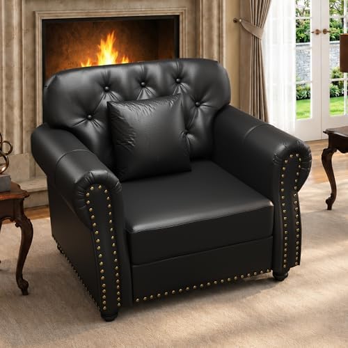 41.3'' Faux Leather Chesterfield Accent Sofa by SmartEdge