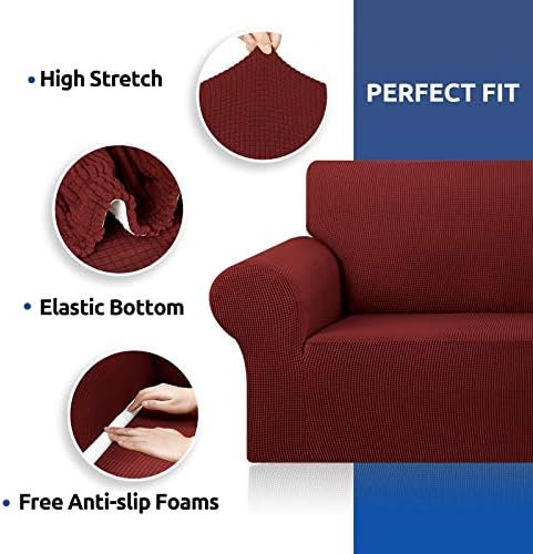 KEKUOU Stretch Chair Sofa Slipcover, Single Couch Cover, Dark Red - Image 4