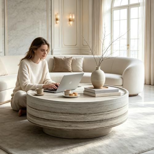 31.5" Modern Faux Marble Coffee Table - Image 4
