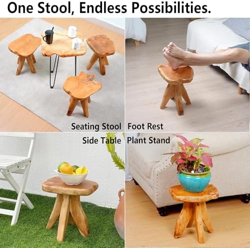 Brefhome 14.5" Tall Natural Cedar Wood Stool, Unique Tree Stump End Table - Image 5