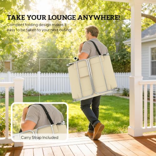 Outsunny Chaise Lounge Chair Outdoor Set of 2 w/Face Arm Hole Beige - Image 7