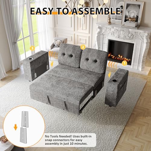 63 Inch Sleeper Sofa Bed, 3 in 1 Pull Out Couch Bed - Image 7