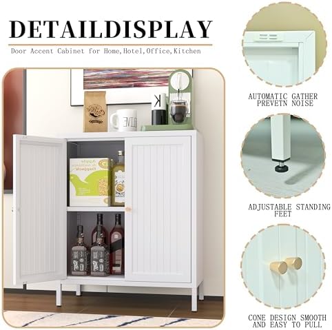 Small 2 Door Metal Storage Side Buffet Cabinet - Image 6