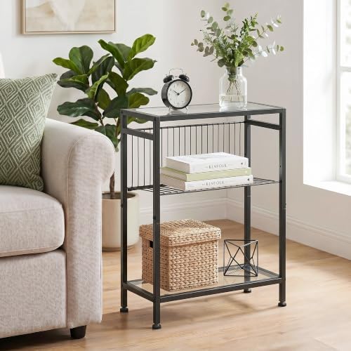 Glass Side Table, Tempered Glass End Table, 3-Tier Narrow Side Table - Image 2