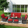 8 Piece Outdoor Wicker Patio Furniture Set, Outdoor Swivel Rocker Patio Chairs by Gardenbee