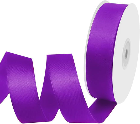 1" Width x 50 Yards Satin Fabric Ribbon, Purple Ribbon Perfect for DIY Bows, Swags, Gift Wrapping, Craft, Flower Bouquet，Christmas and Halloween Party Decoration