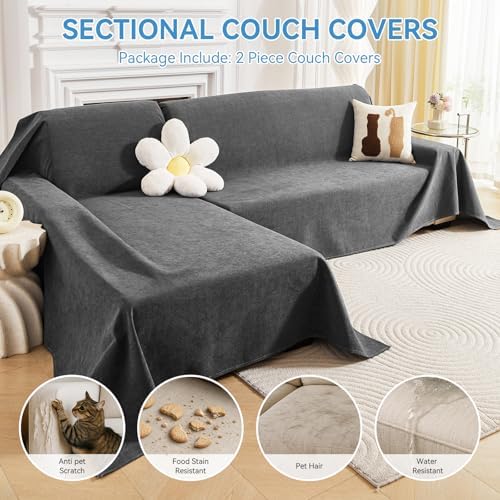 100% Waterproof Sectional Couch Covers, 2 Pieces L Shaped Sofa Cover - Image 3