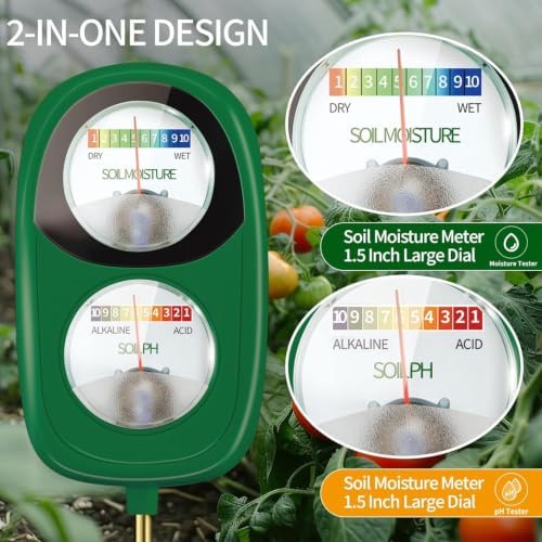 Soil Test Kit, 2-in-1 Soil Moisture Meter, Soil pH Tester, Large Dual Dial Soil - Image 2