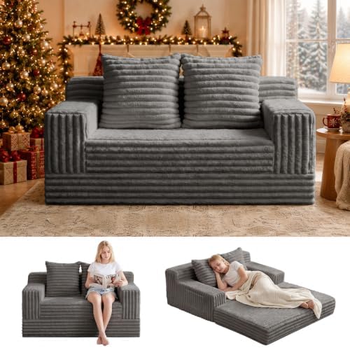Erament Boneless Loveseat Convertible Sofa Bed, Folding Floor Futon Sleeper by Unknown