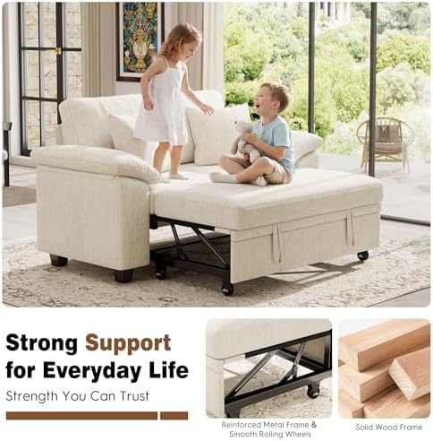 Ihanherry 61" Loveseat Sleeper Sofa, 2-in-1 Pull Out Couch Bed - Image 6