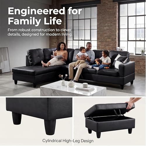 Faux Leather Sectional Couches for Living Room - Image 5