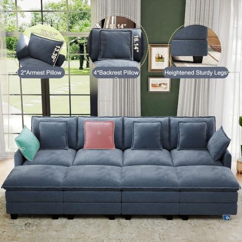 Hanherry 107" Cloud Couch Sectional Modular Sofa, Deep Seat Couches - Image 3