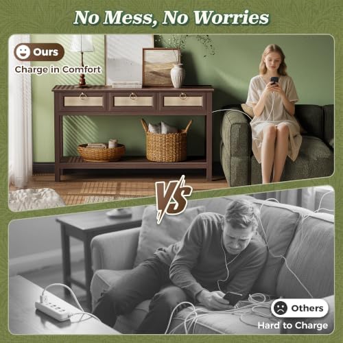 SUPERJARE Rattan Console Sofa Table - Image 5