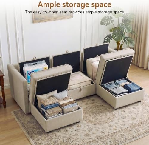 80" Beige Faux Leather Storage 3 Seater Sofa - Image 3